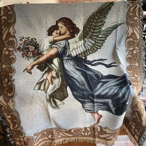 The Guardian Angle Throw Tapestry Blanket made by American Weavers USA 50" x 58"